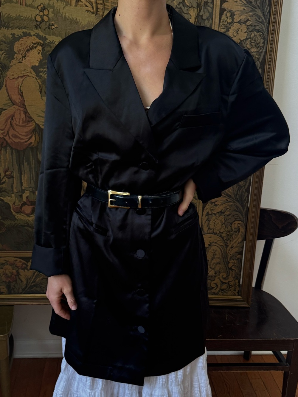Steve Madden Black Satin Blazer Dress